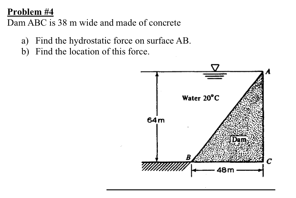 Problem # 4 Dam ABC is 3 8 m wide and made of