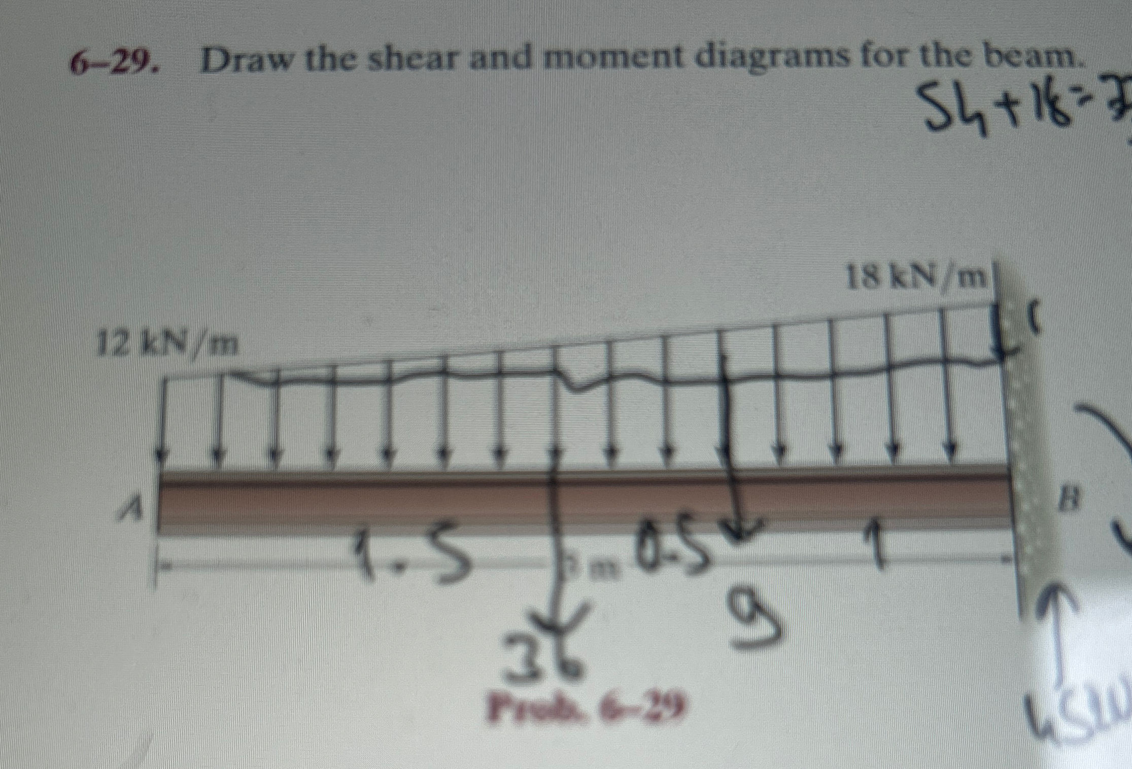 6 - 2 9 . Draw the shear and moment diagrams for