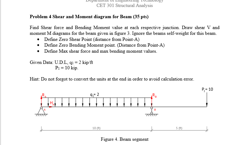 CET 3 0 1 Structural Analysis Problem 4 Shear and