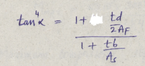 t a n 4 = 1 + t d 2 A F 1 + t b A s Formula in