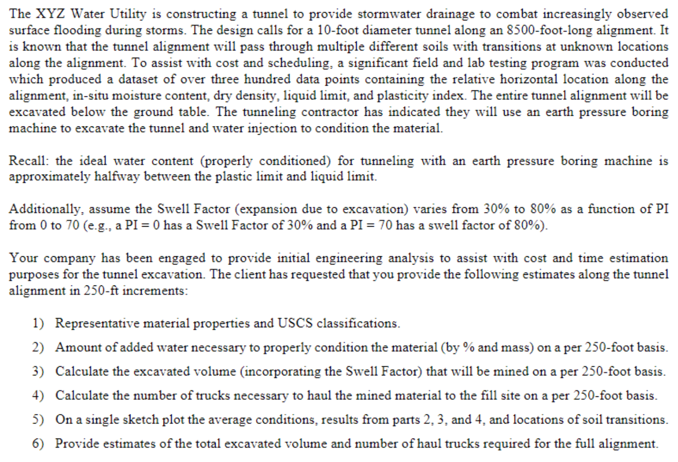 The XYZ Water Utility is constructing a tunnel to