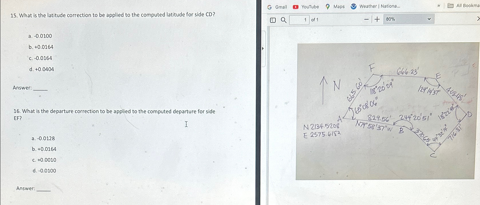 What is the latitude correction to be applied to