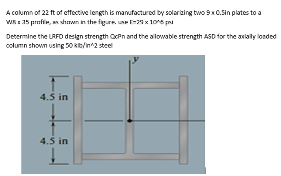 A column of 2 2 f t of effective length is