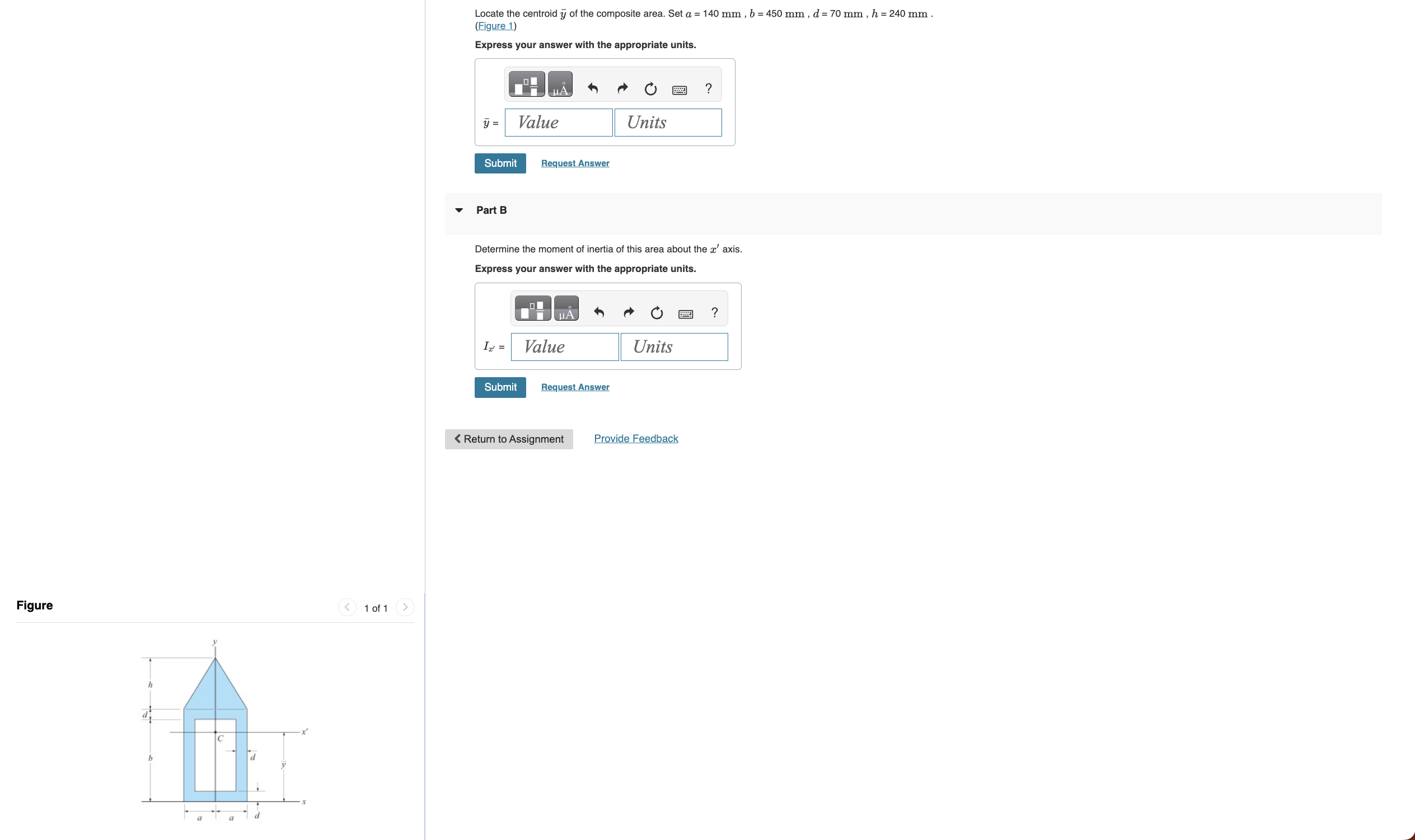 Locate the centroid ? b a r ( y ) of the