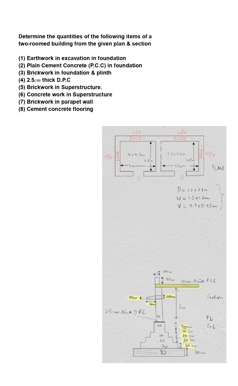 Using the given drawing below calculate each