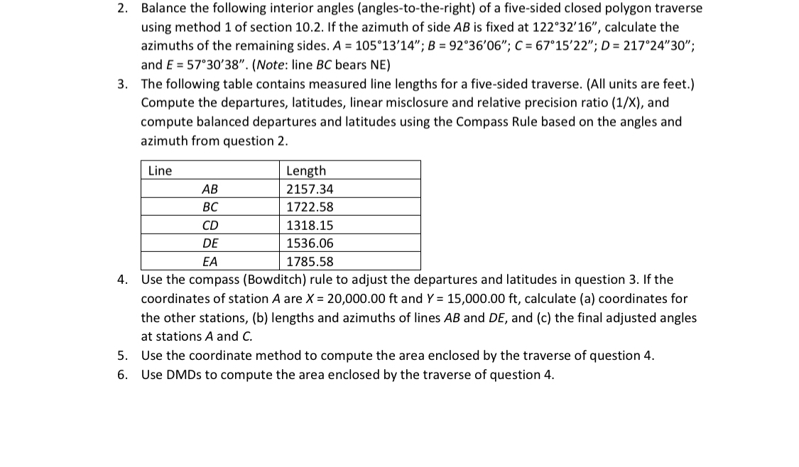 The following table contains measured line