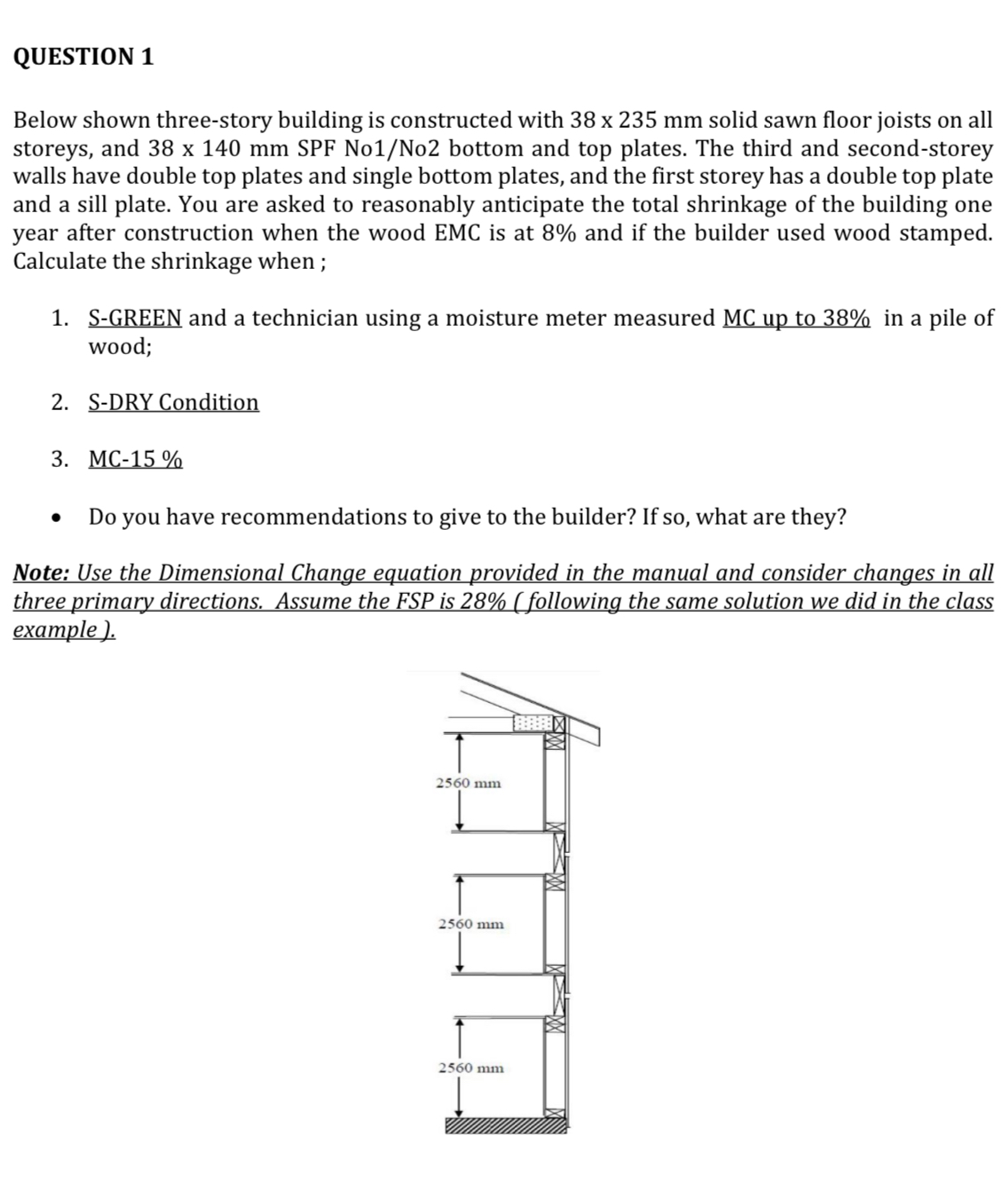 QUESTION 1 Below shown three - story building is