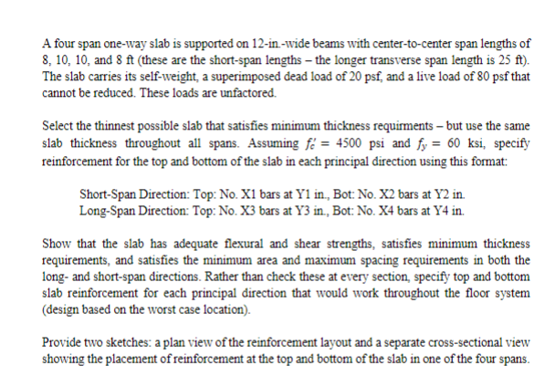 A four span one - way slab is supported on 1 2 -