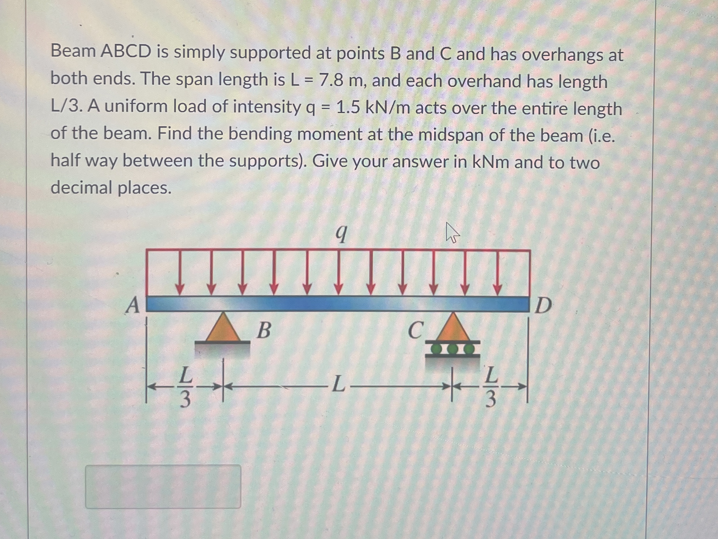 Beam ABCD is simply supported at points B and C