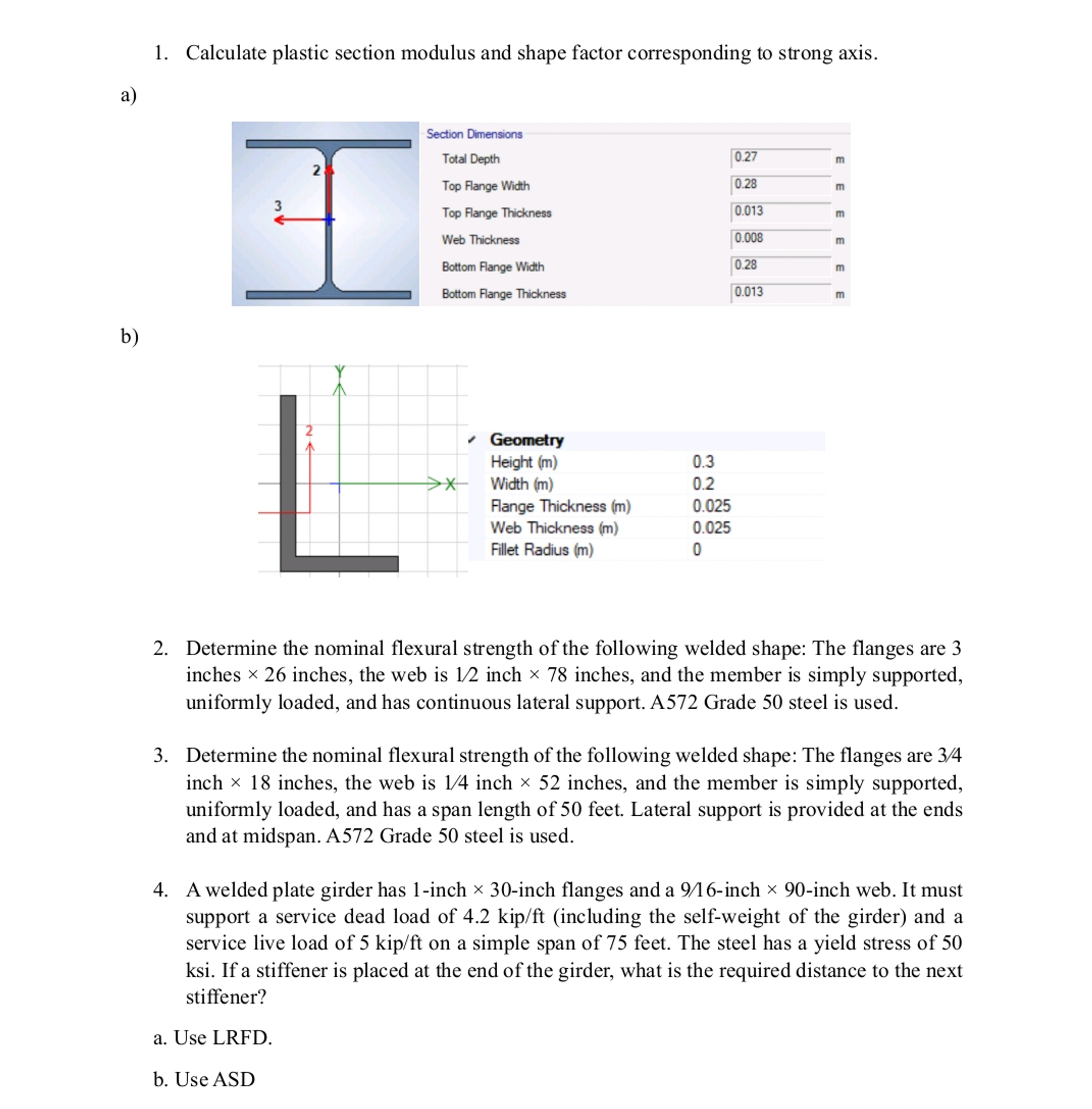Calculate plastic section modulus and shape