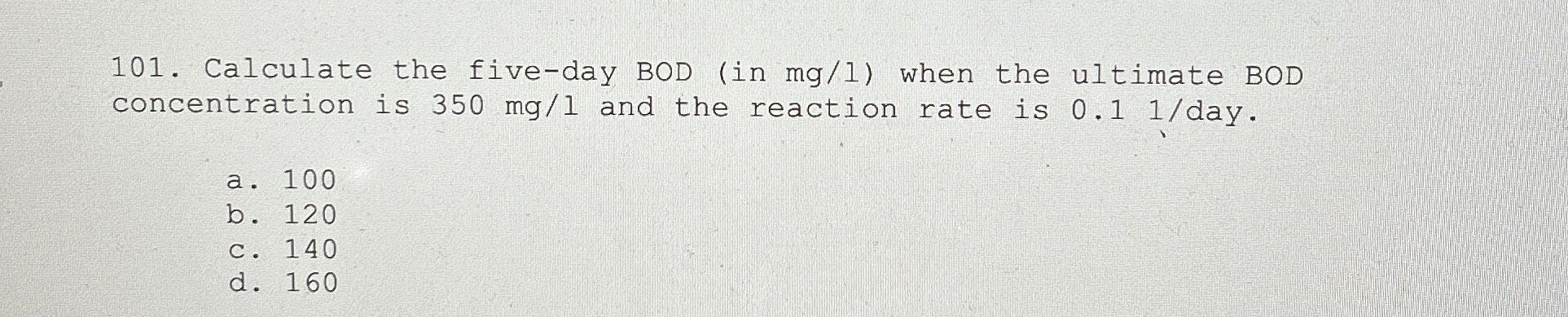 Calculate the five - day BOD ( in mg / l ) when