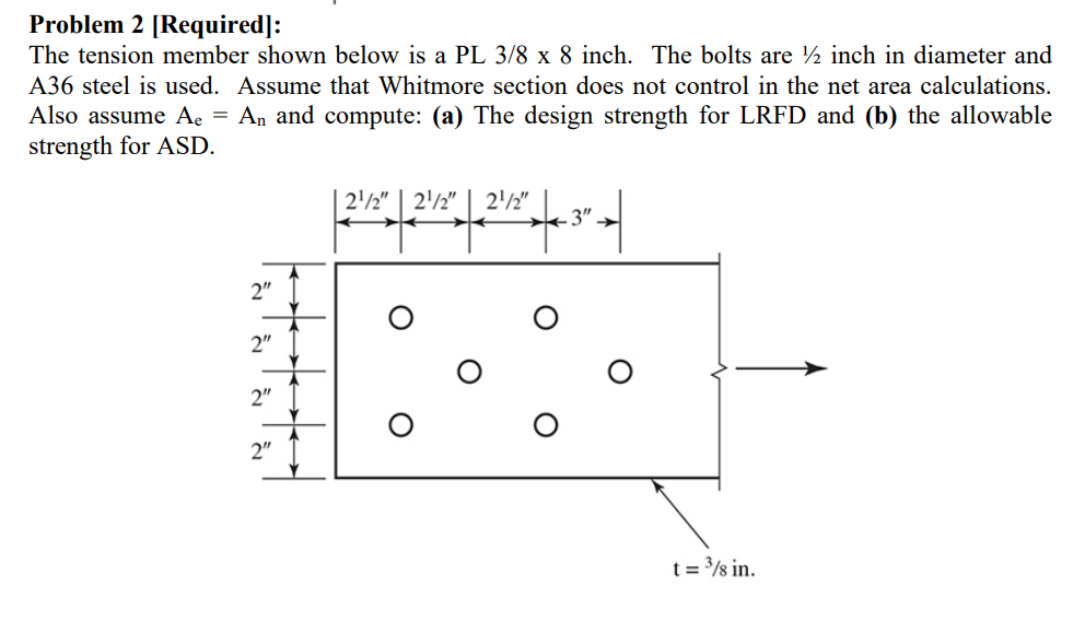 Problem 2 [ Required ] : The tension member shown