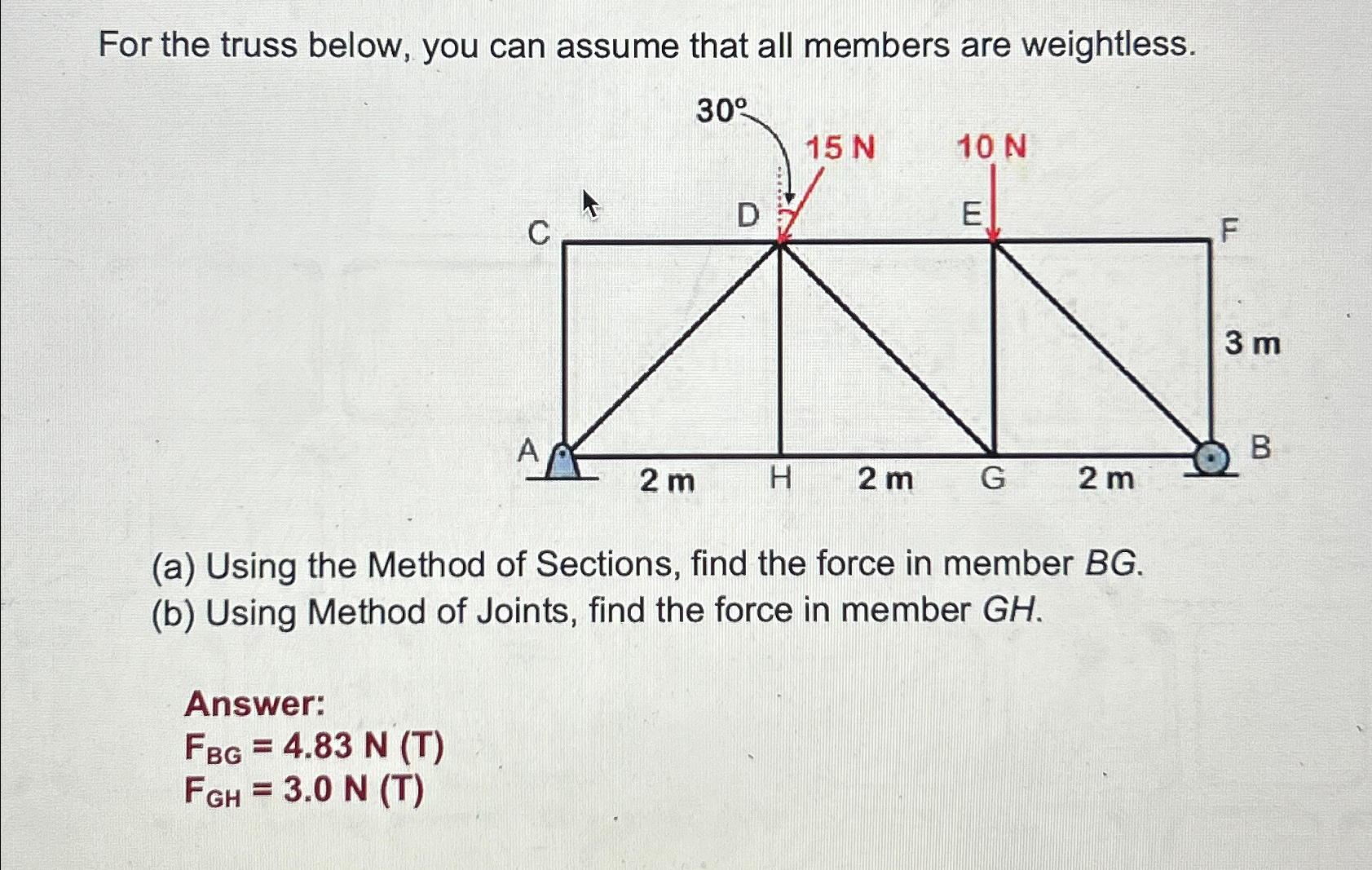 For the truss below, you can assume that all