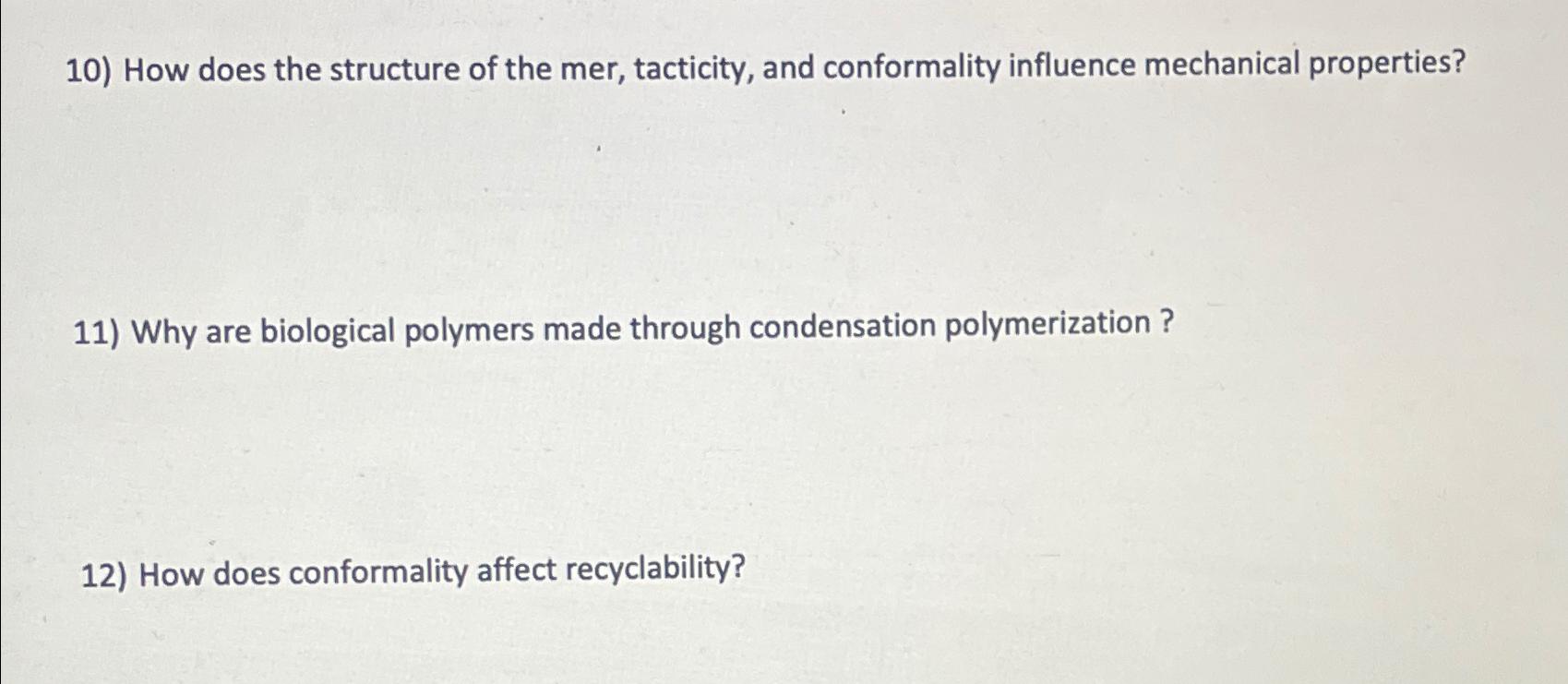 How does the structure of the mer, tacticity, and