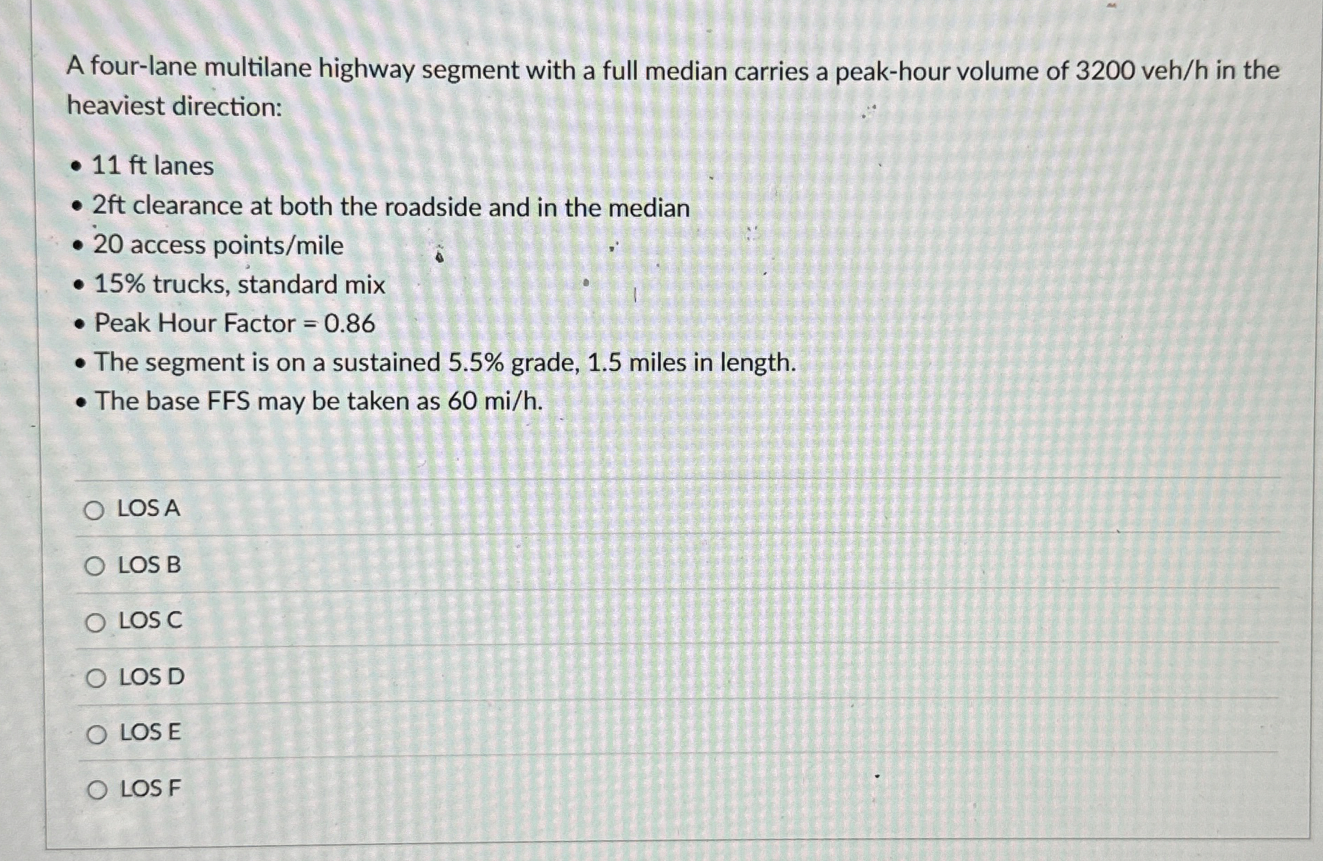 A four - lane multilane highway segment with a