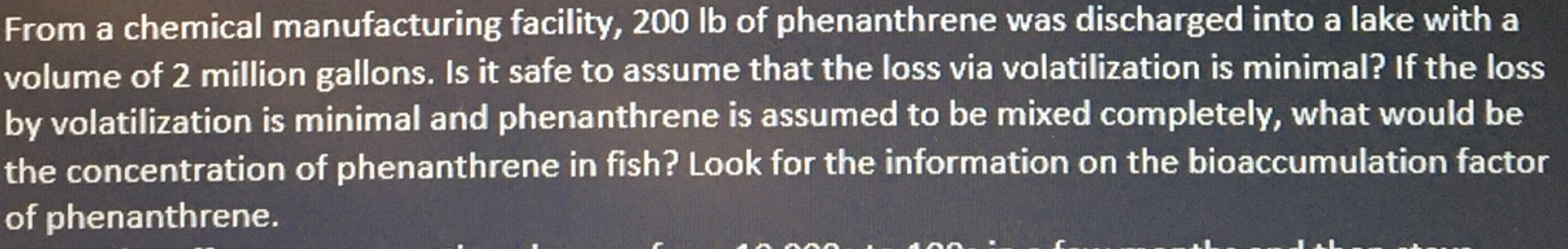 From a chemical manufacturing facility, 2 0 0 l b