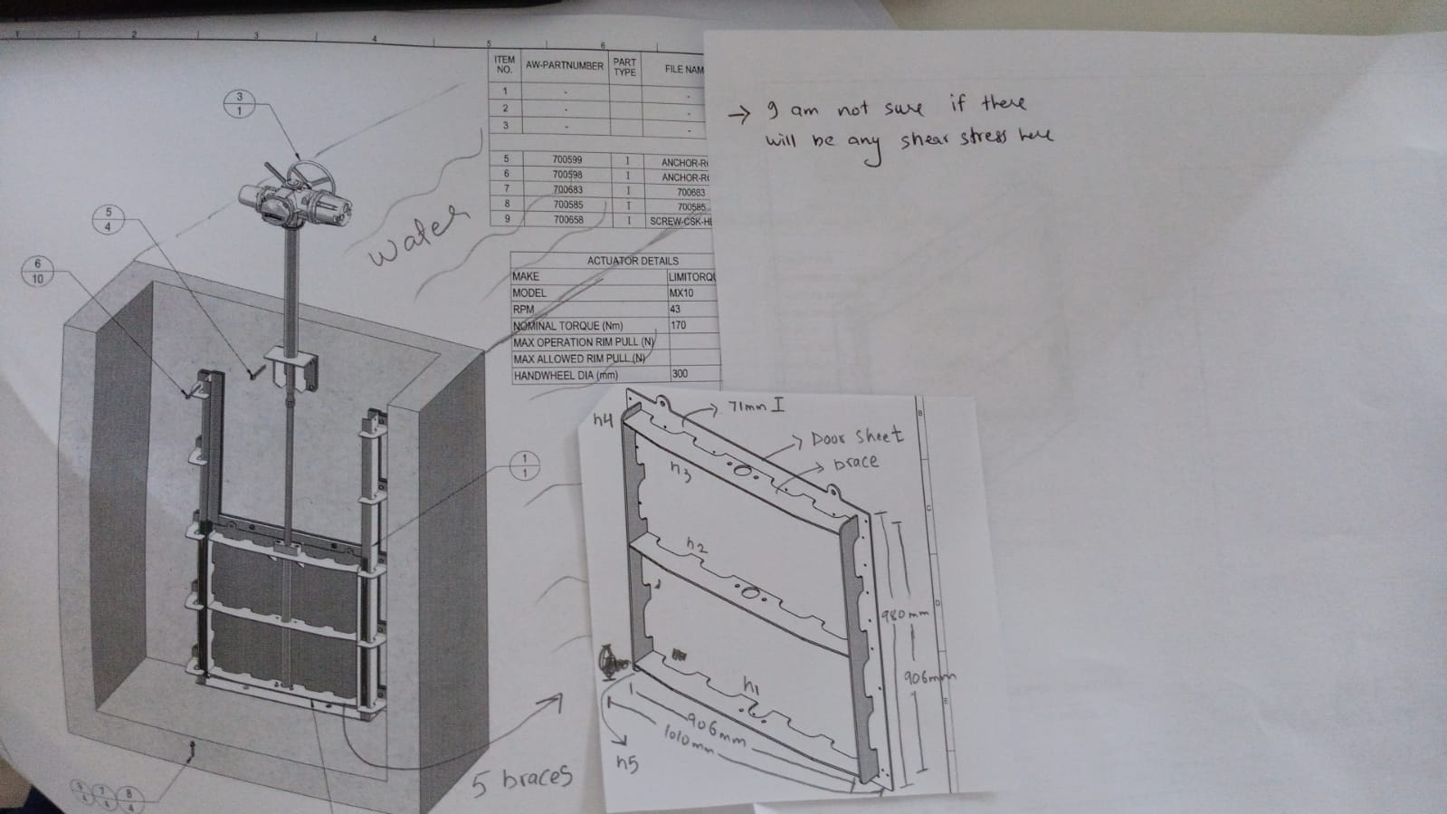 The picture shows penstock assembly on left side