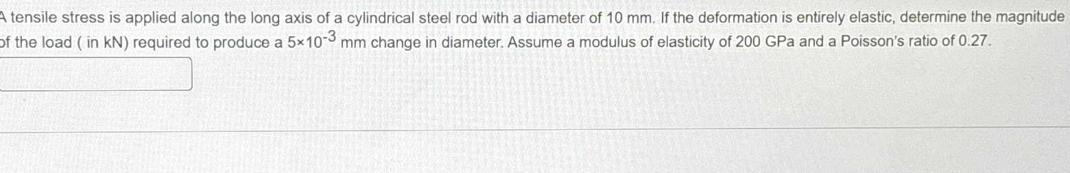 A tensile stress is applied along the long axis