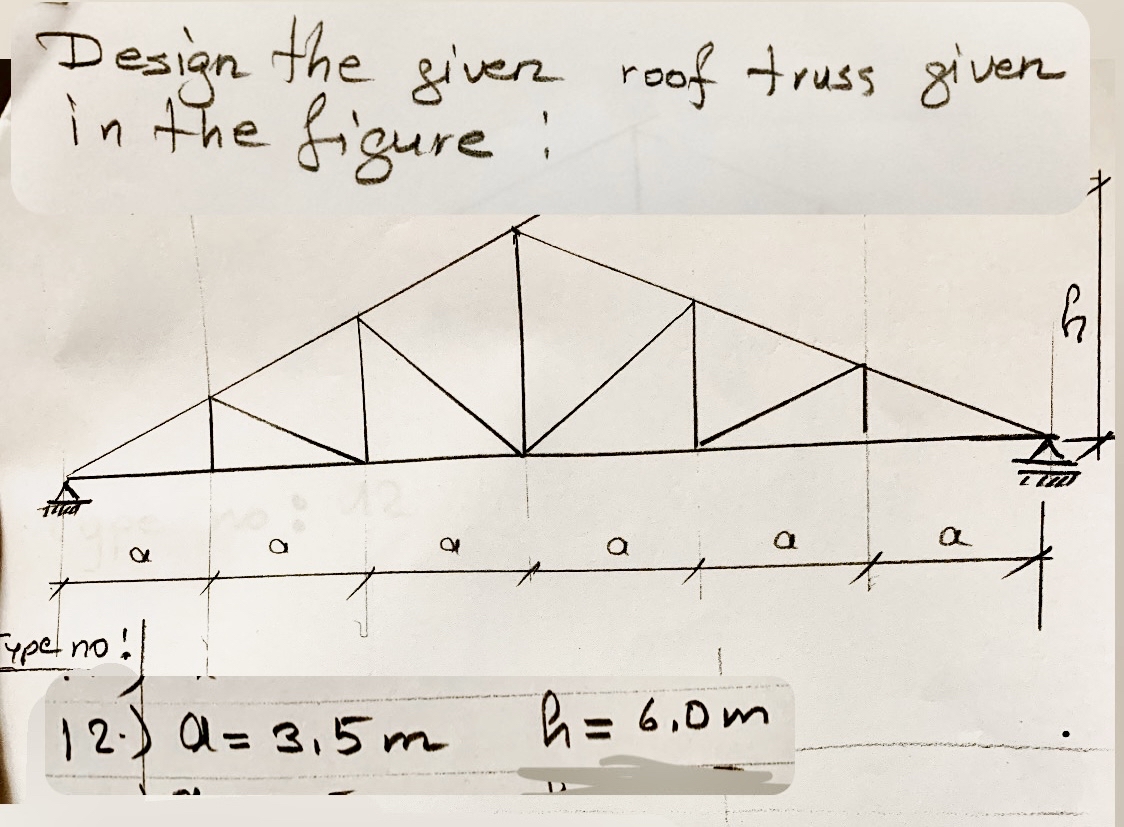 Design the given roof truss given in the figure: