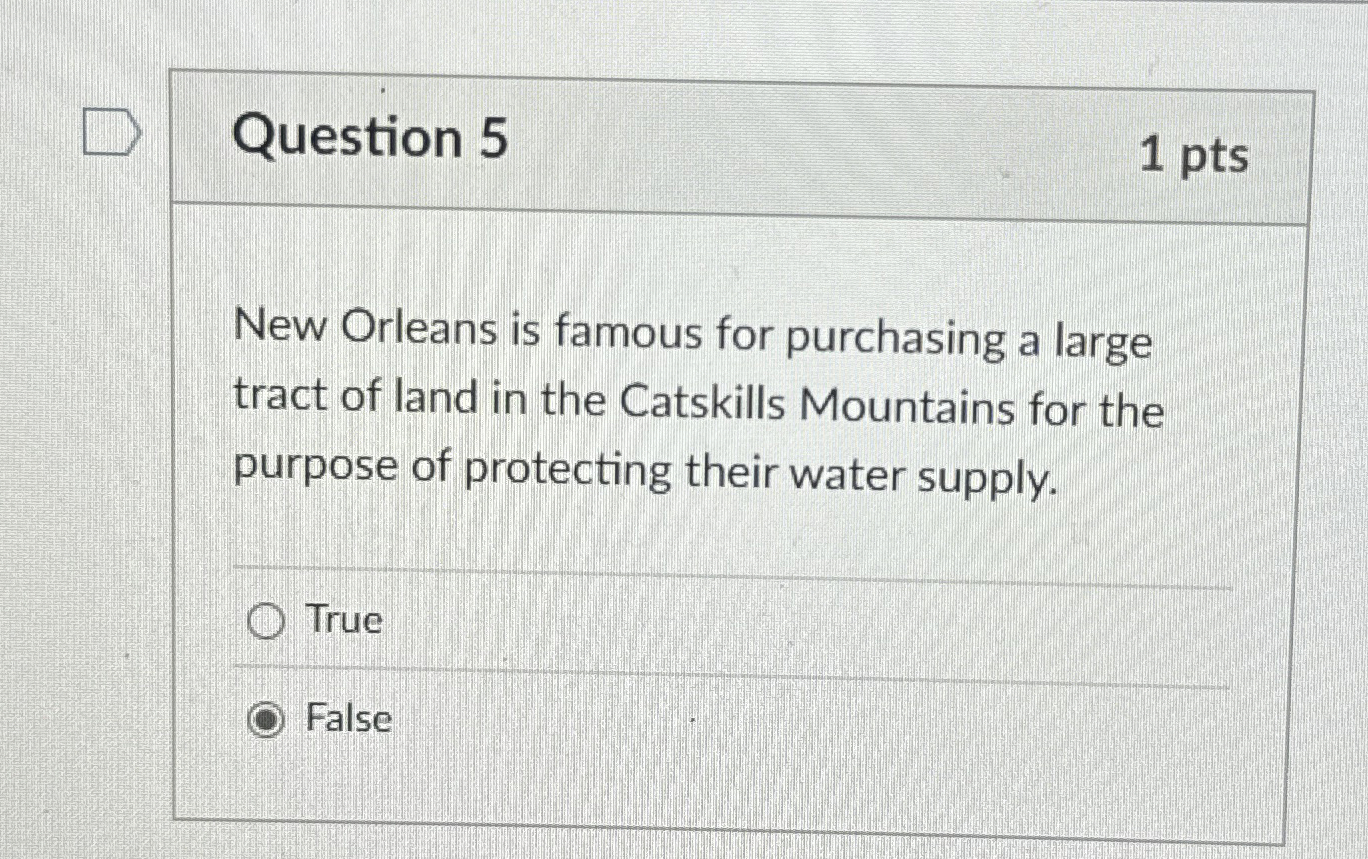 Question 5 New Orleans is famous for purchasing a