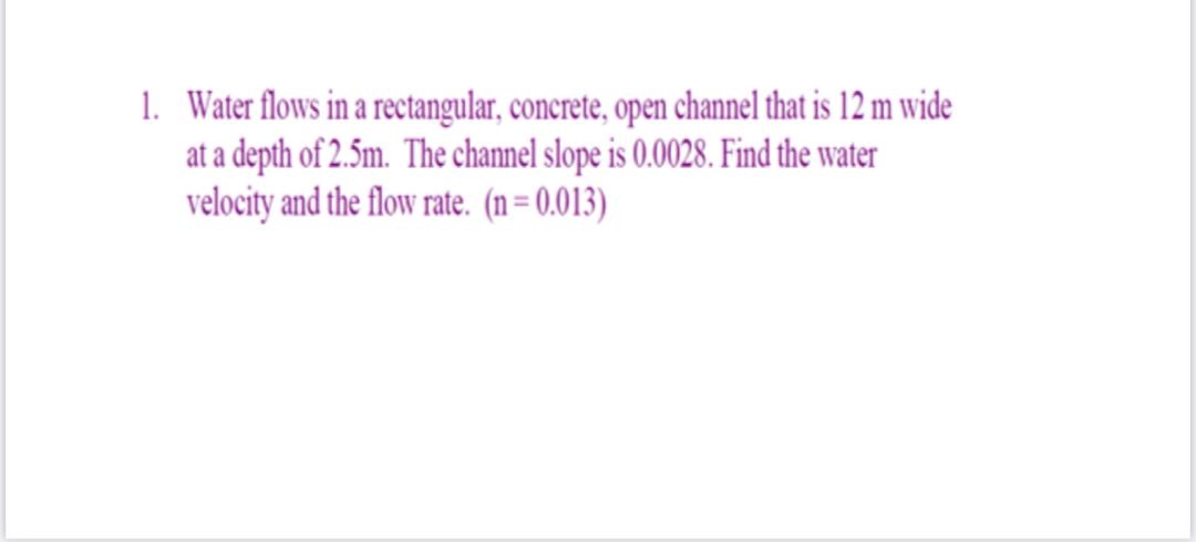 Water flows in a rectangular, concrete, open