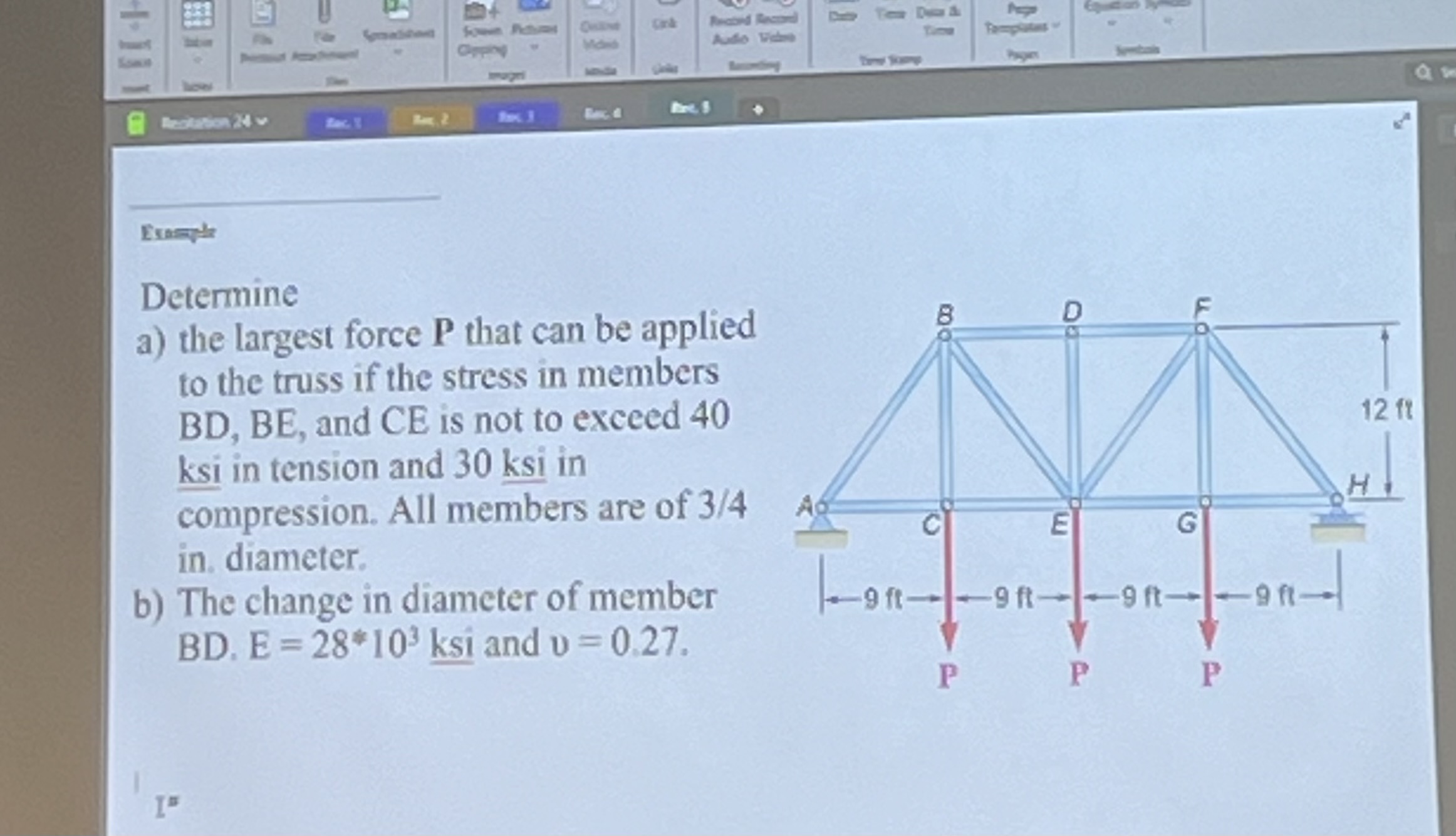 Determine a ) the largest force P that can be