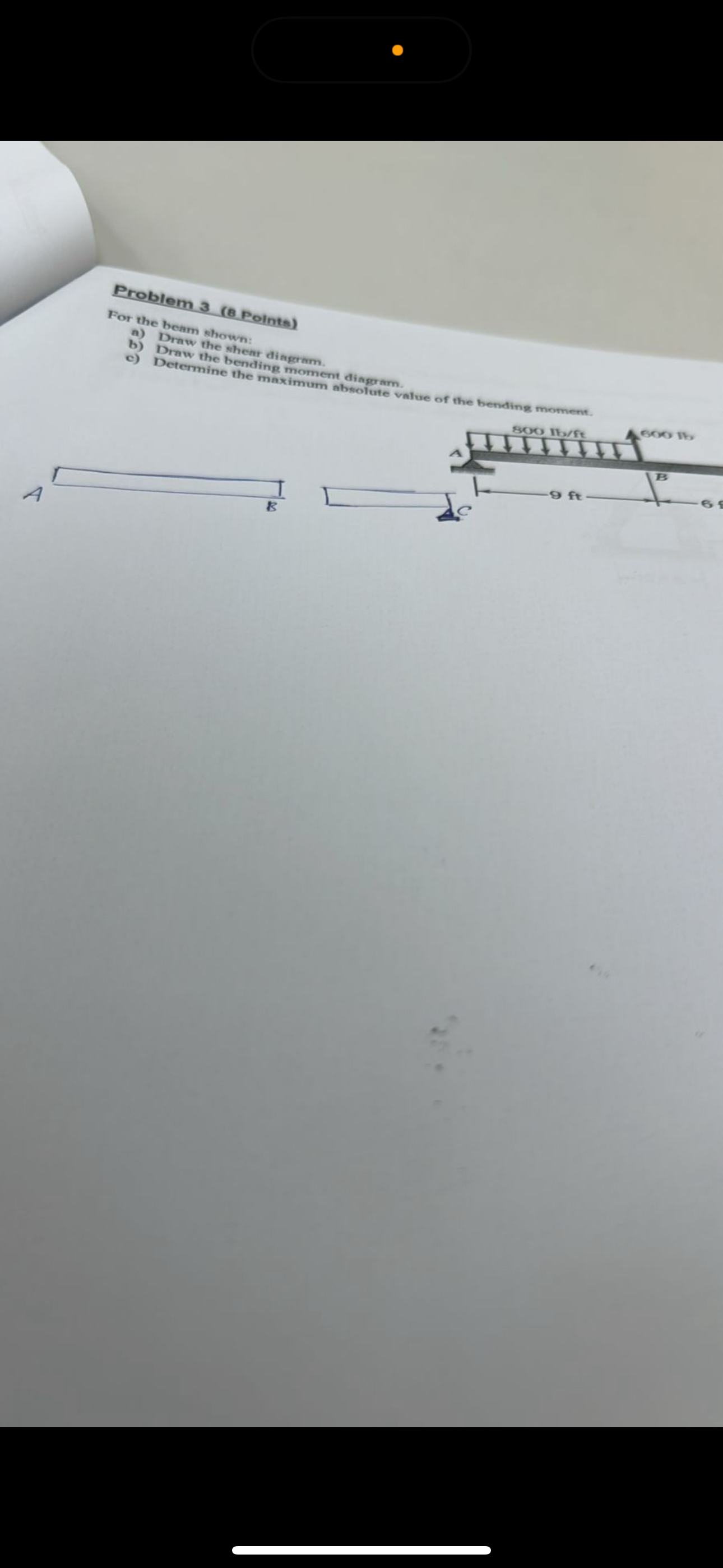 Problom 3 ( epolnte ) c ) Draw the bending momemt