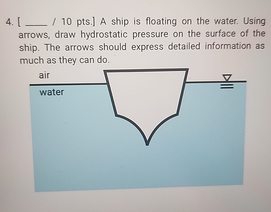 [ q , / 1 0 pts . ] A ship is floating on the