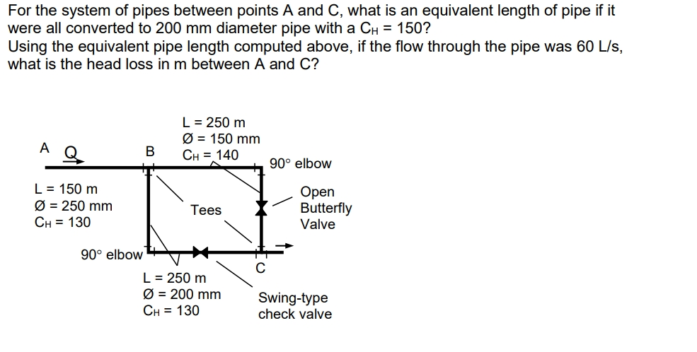 For the system of pipes between points A and C ,