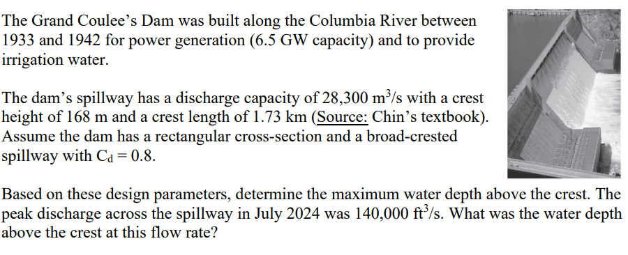 Based on these design parameters, determine the