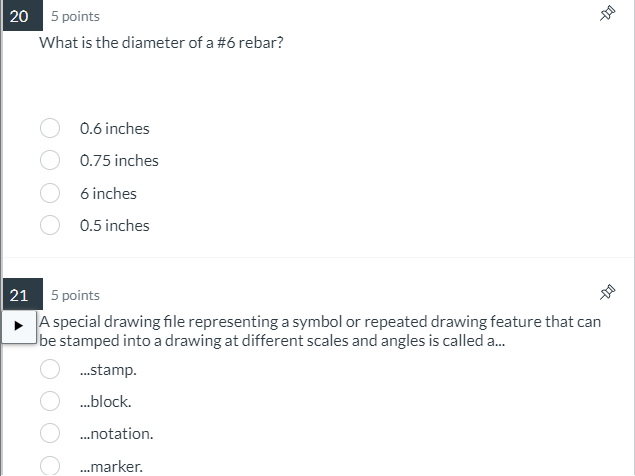 What is the diameter of a # 6 rebar? 0 . 6 inches