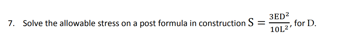 Solve the allowable stress on a post formula in