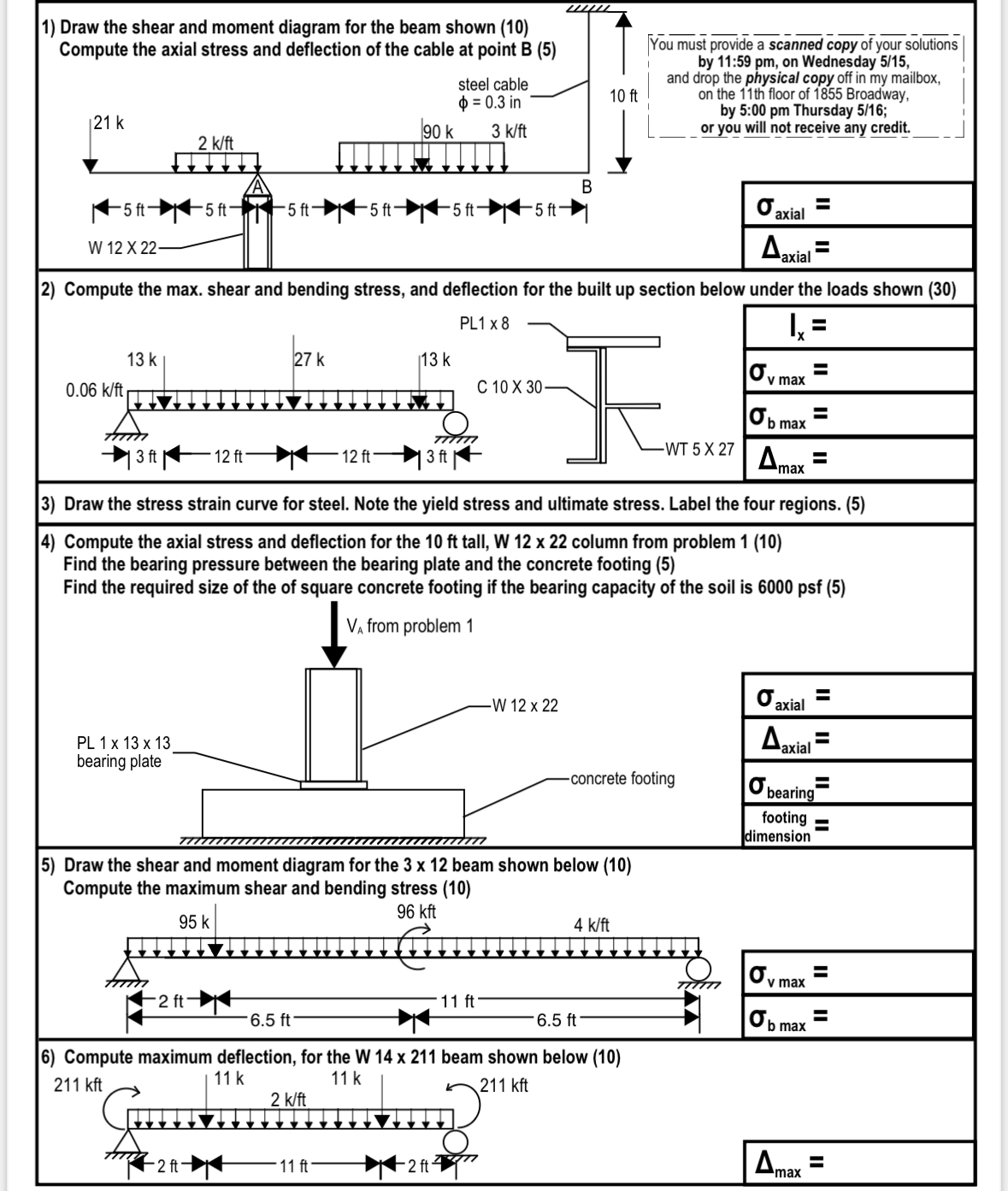 Draw the shear and moment diagram for the beam