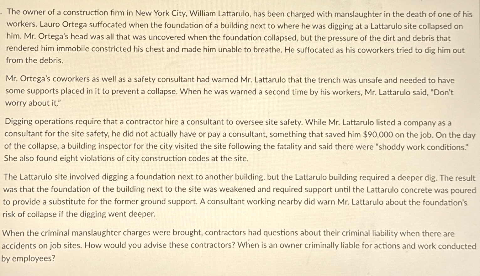 The owner of a construction firm in New York