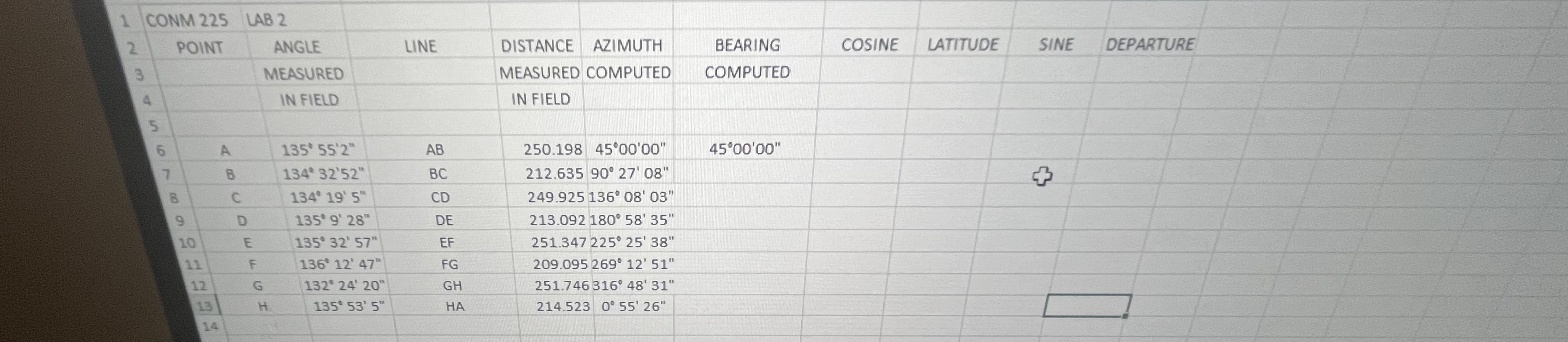 calulate the bearing compute, cosine,sin ,