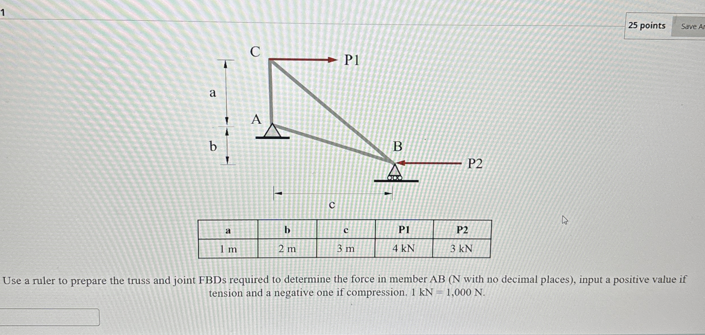 Use a ruler to prepare the truss and joint FBDs