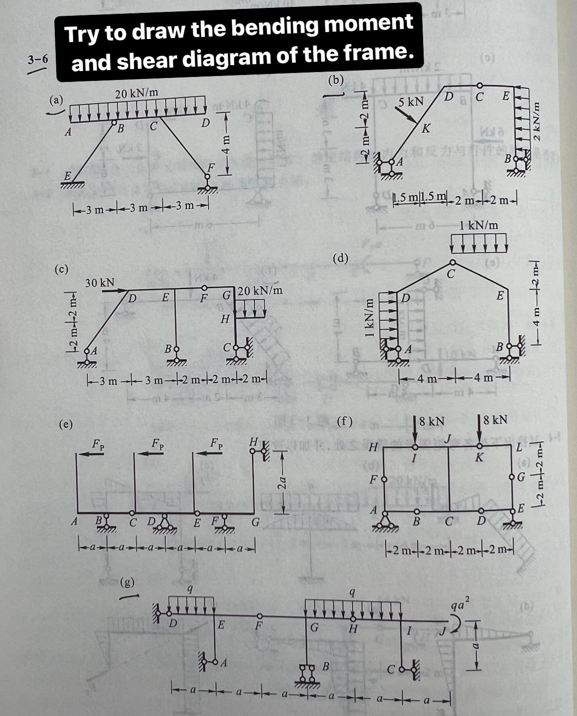 3 - 6 Try to draw the bending moment and shear