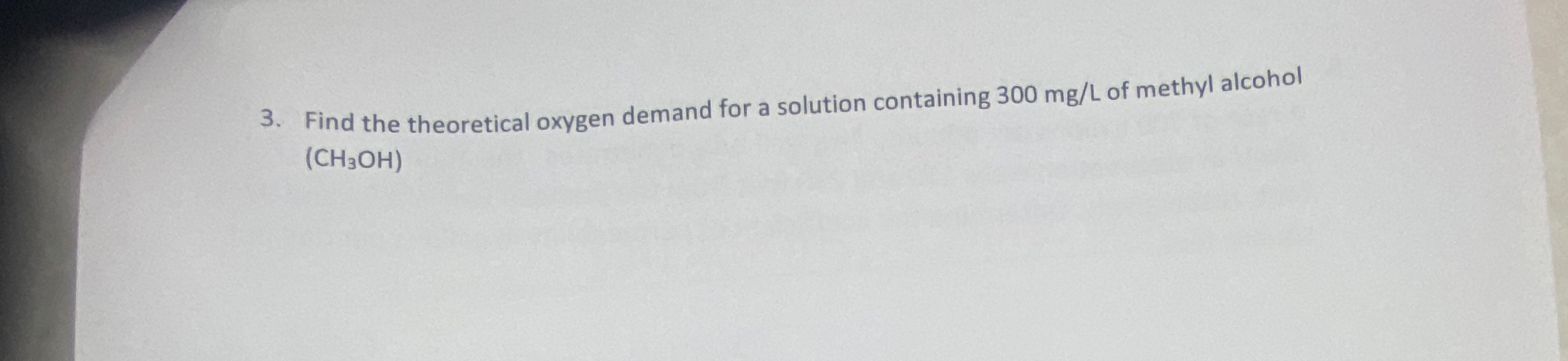 Find the theoretical oxygen demand for a solution