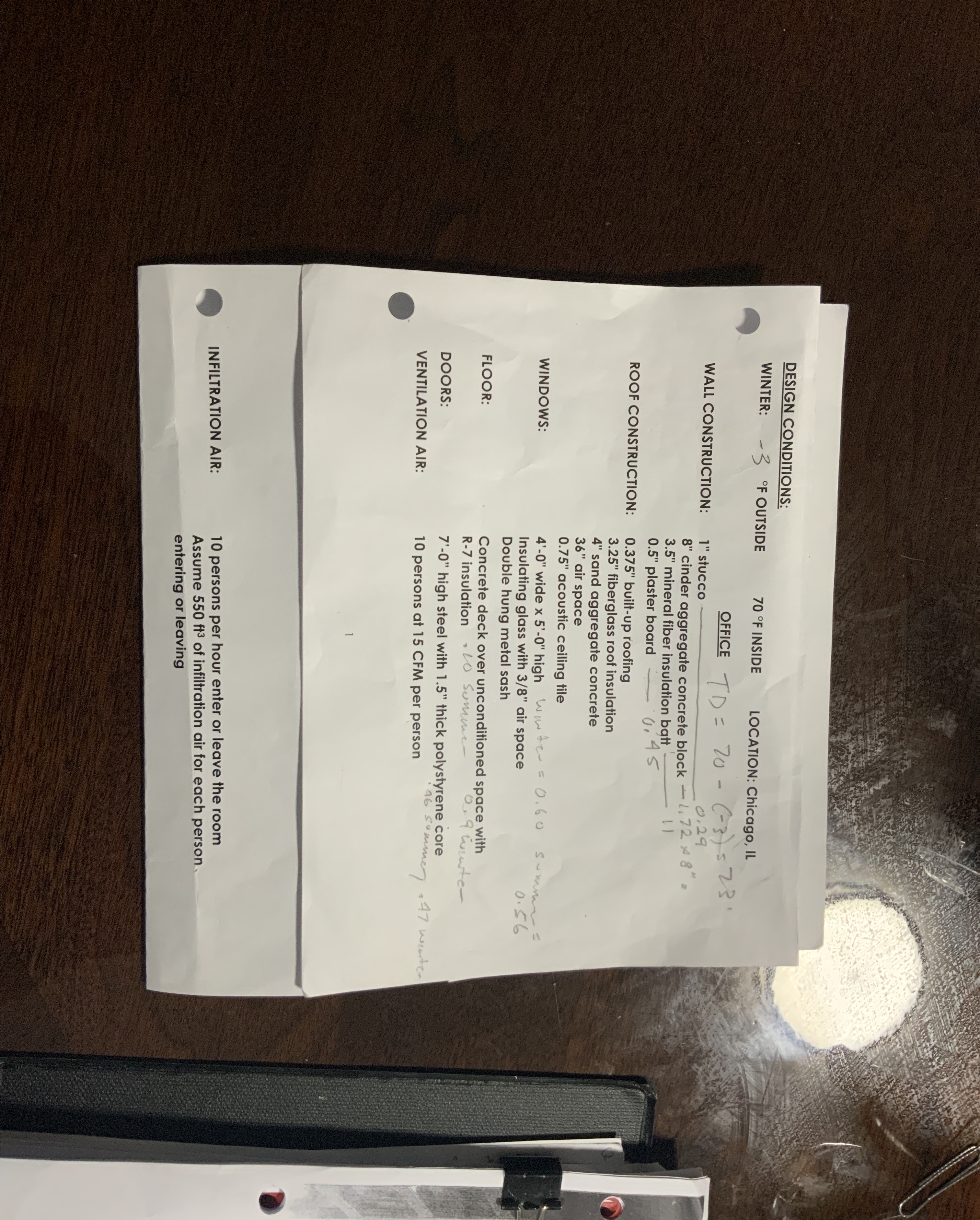 DESIGN CONDITIONS: WINTER: , - 3 F OUTSIDE , 7 0