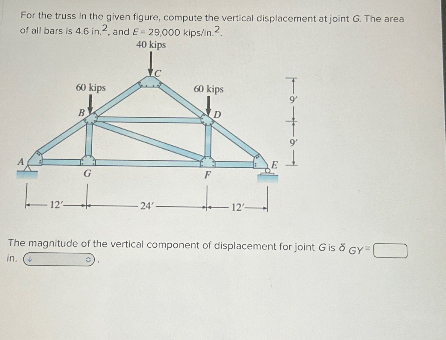 For the truss in the given figure, compute the