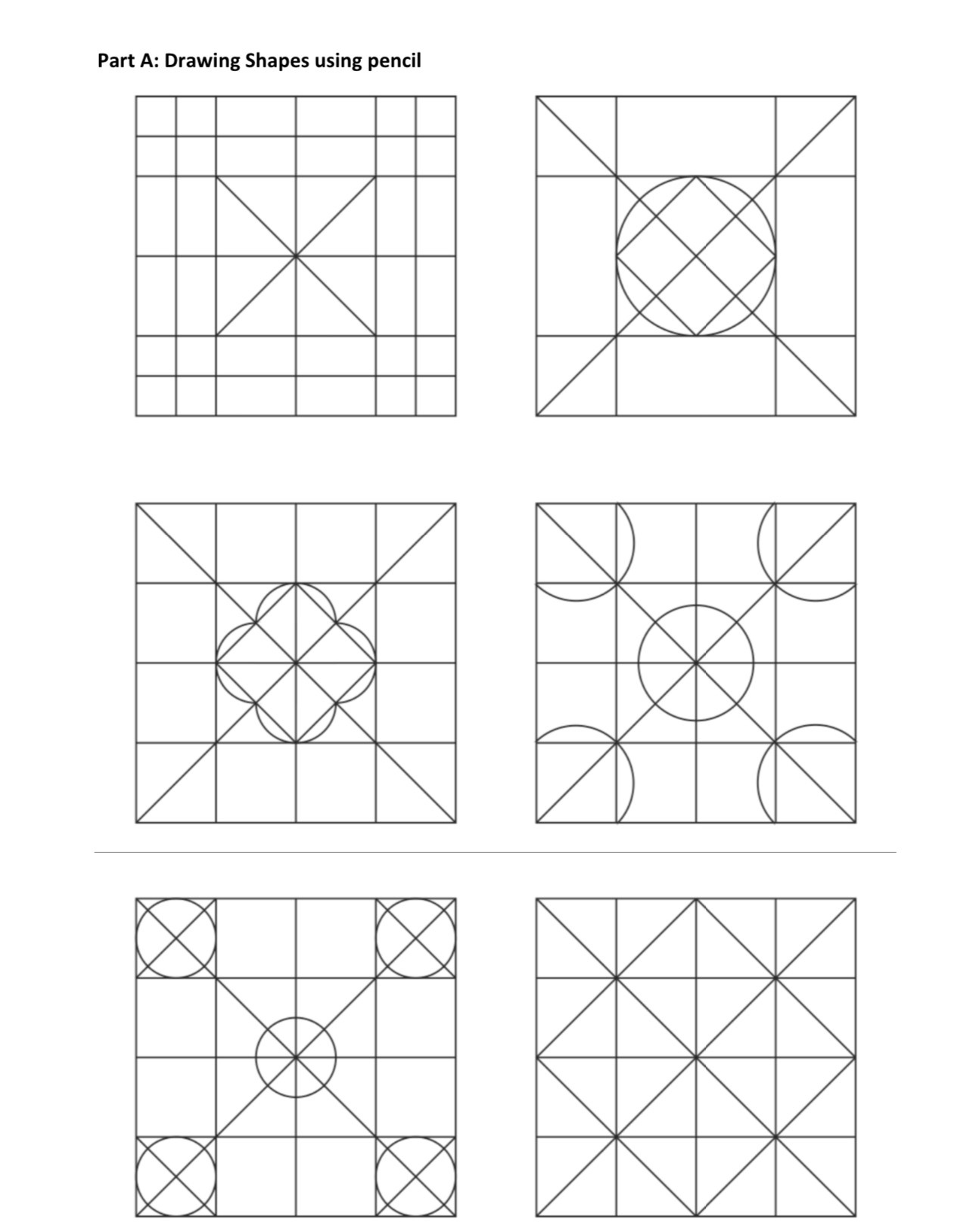 Part A: Drawing Shapes using pencil
