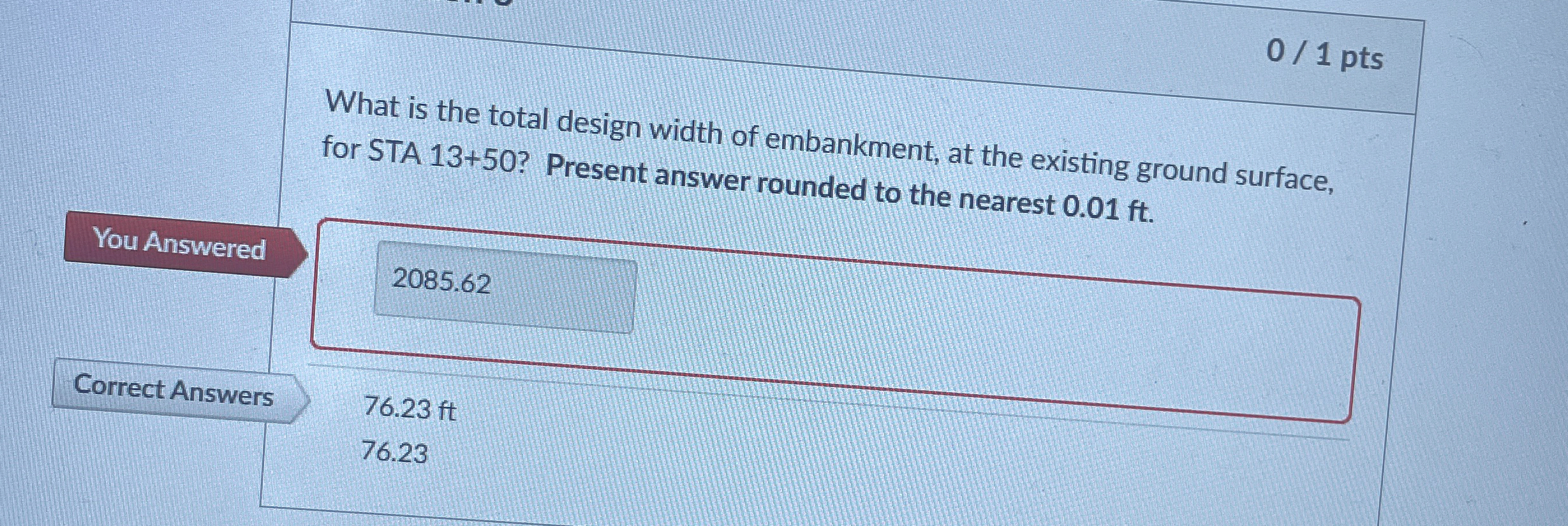 What is the total design width of embankment, at