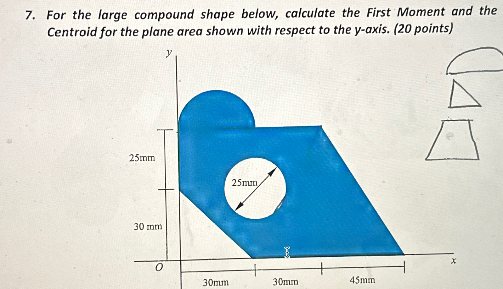 For the large compound shape below, calculate the