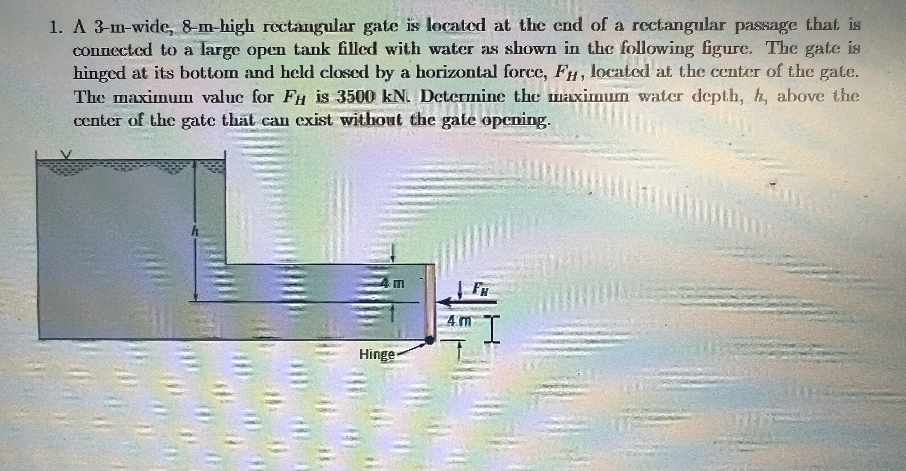 3 - m - wide, 8 - m - high rectangular gate is