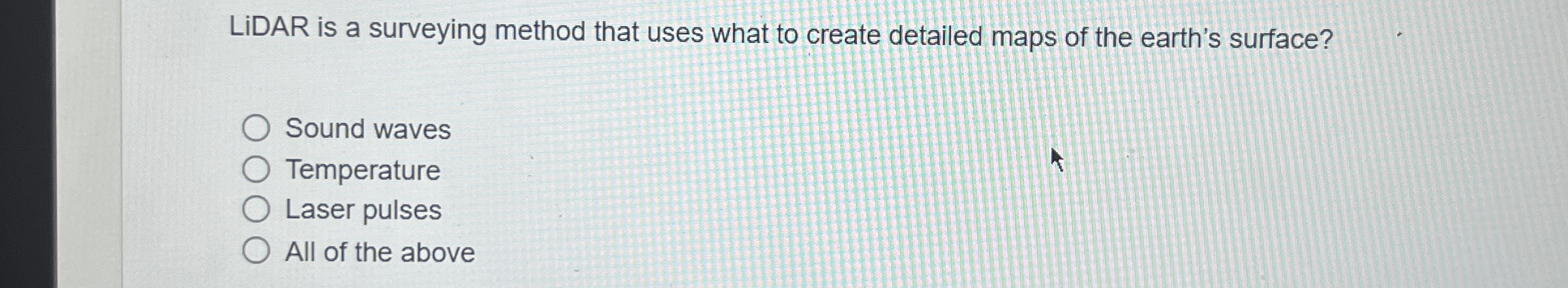 LiDAR is a surveying method that uses what to