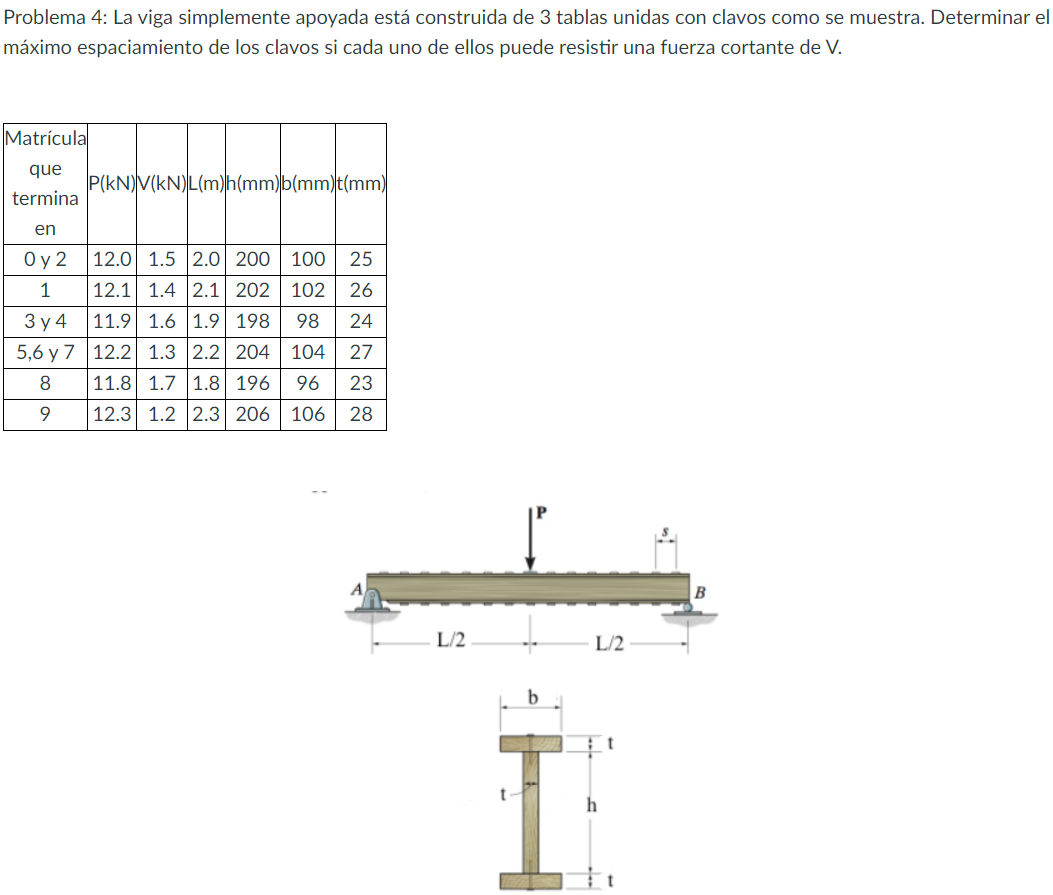 Problema 4 : La viga simplemente apoyada est