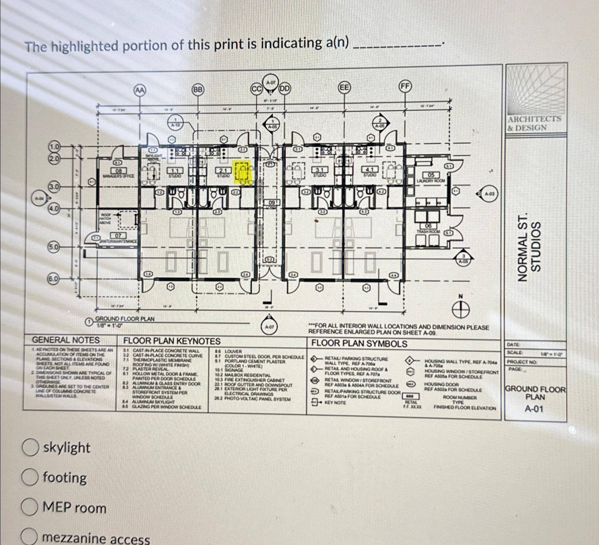 The highlighted portion of this print is