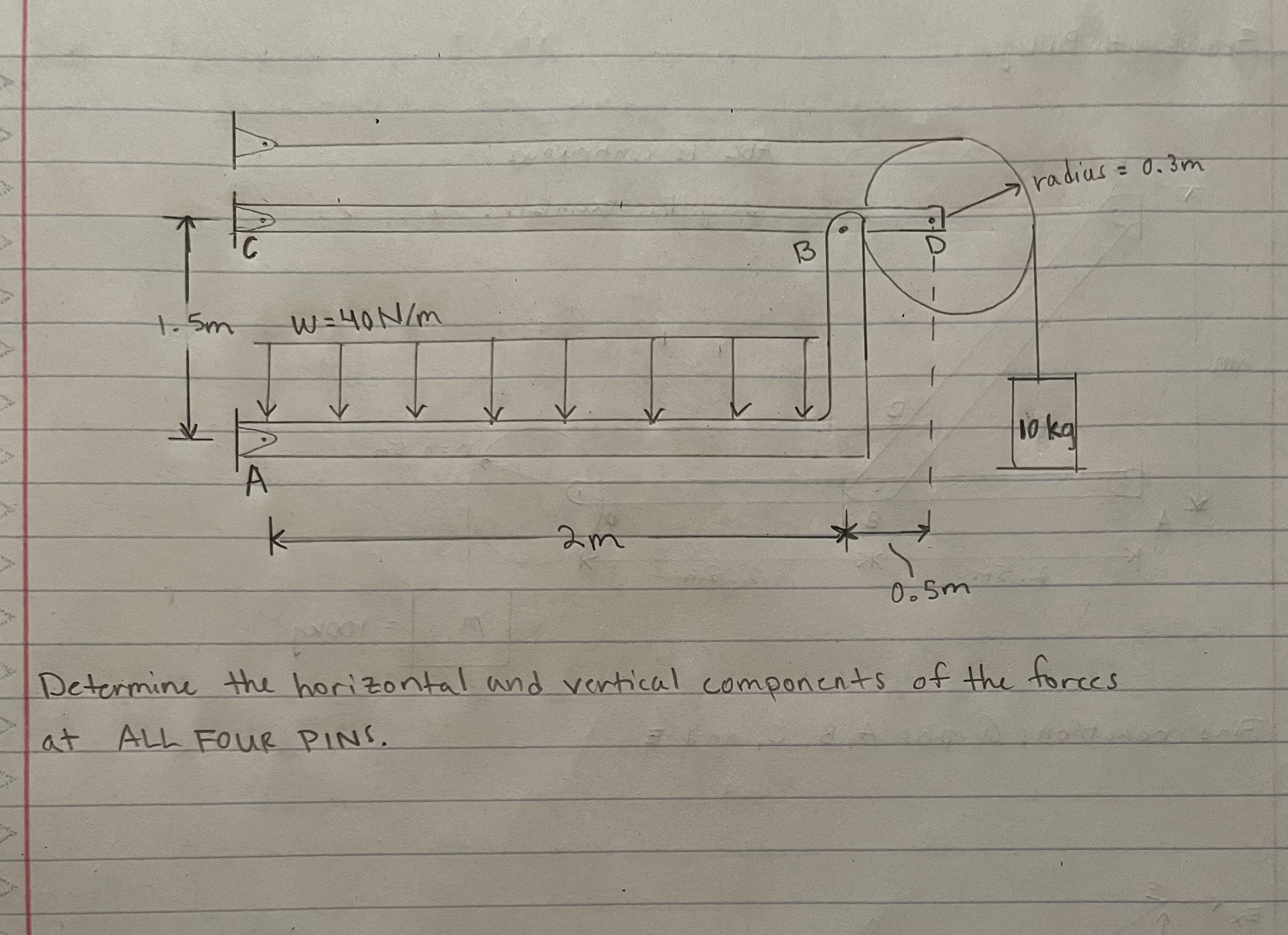 Determine the horizontal and vertical components