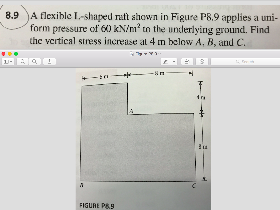 8 . 9 A flexible L - shaped raft shown in Figure