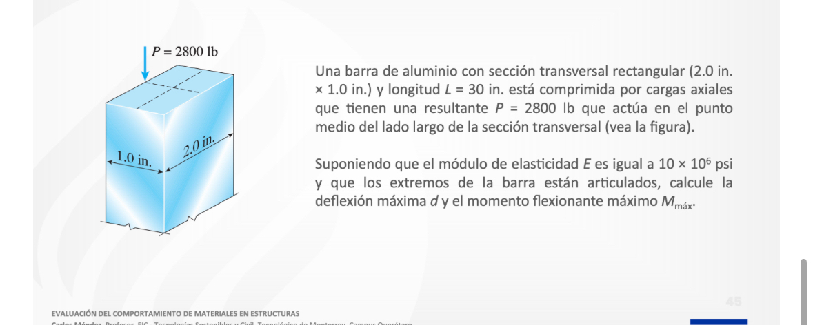Una barra de aluminio con secci n transversal